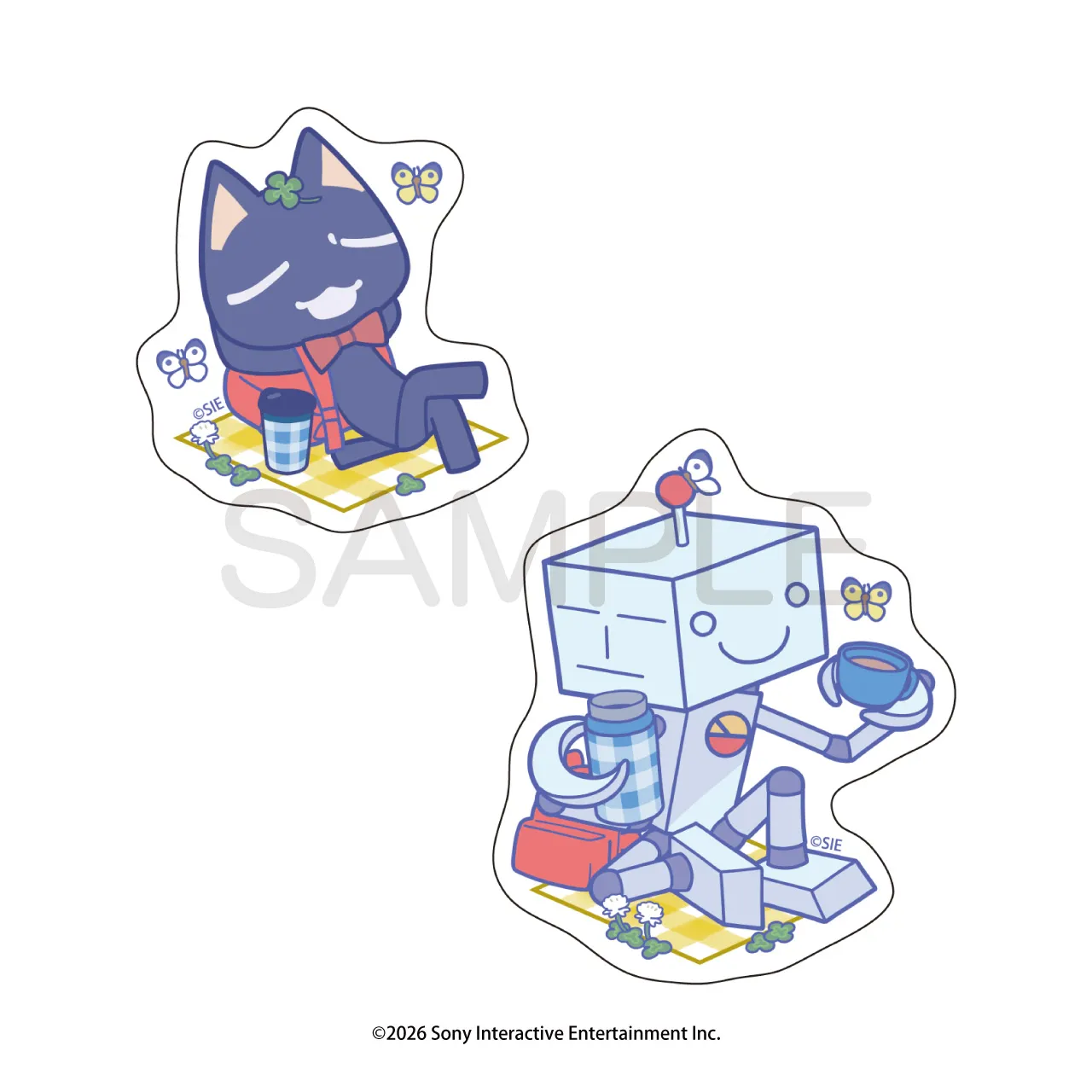 ピクニックでもいっしょ ダイカットステッカー クロ&スズキ