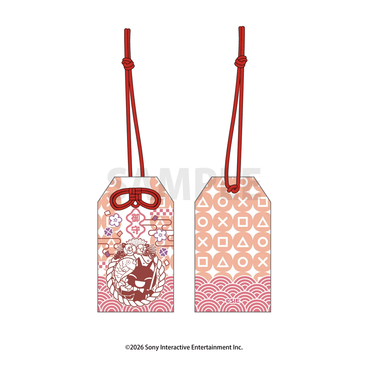 正月でもいっしょ 開運おまもり風ストラップ <クロ 正月ver.>